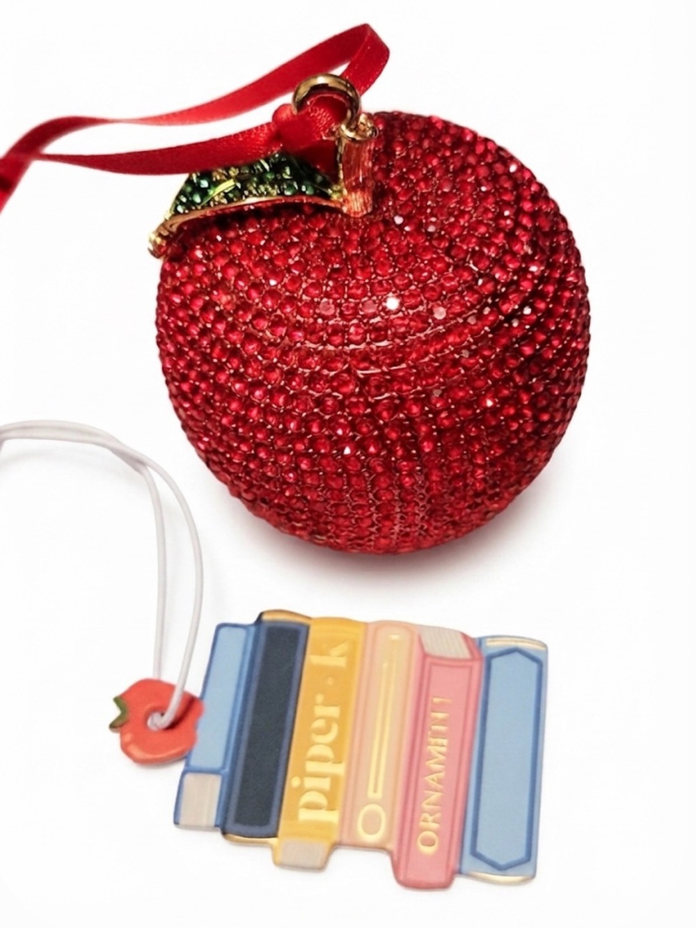 NWT ⚜️🍎⚜️ Piper K Crystals Embellished Red Apple Ornament 2026 Collectibles